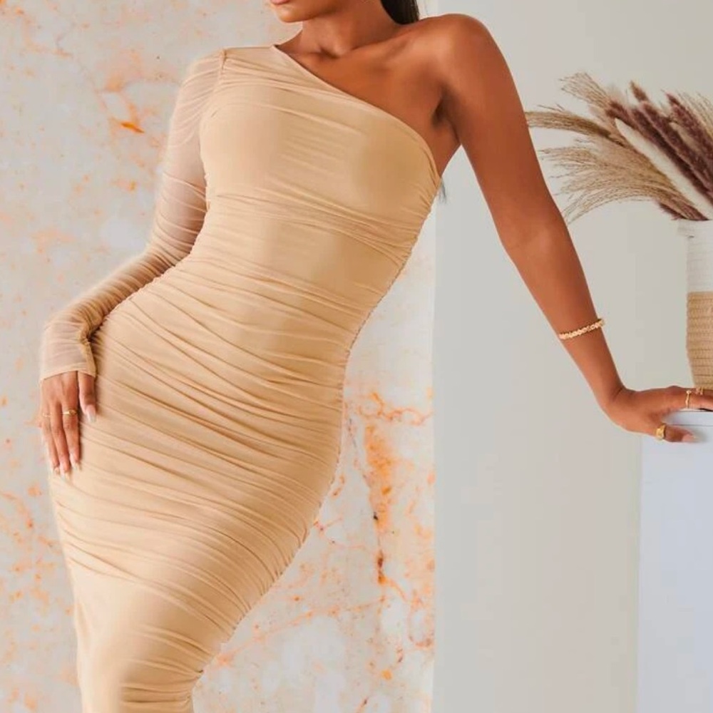Nude midi dress